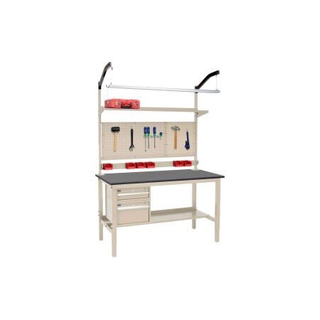 Global Equipment 72 x 36 Production Workbench - Phenolic Safety Edge Complete Bench - Tan 319347TN